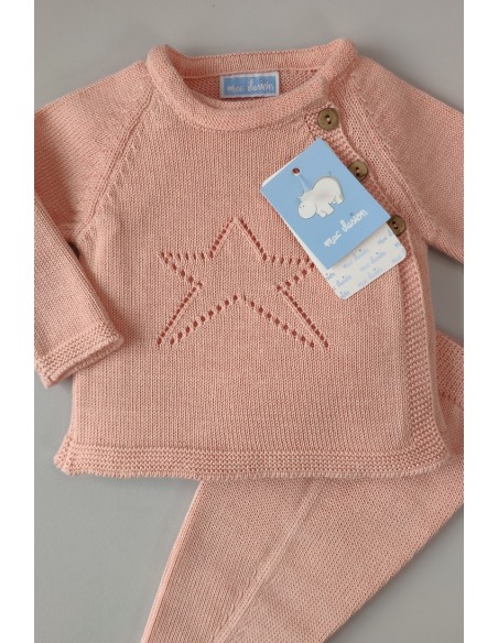 CONJUNTO JUBÓN Y POLAINA ANÍS DE ESTRELLA, PAPAYA. VERANO 23.
