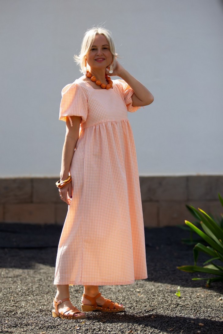 VESTIDO MAMI CUADROS CORAL.KID'S CHOCOLATE. VERANO 23.