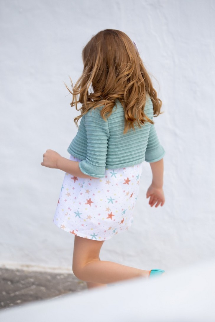CHAQUETA BOLERO VERDE MENTA,C. ESTRELLAS DE MAR.KID'S CHOCOLATE. VERANO 23.