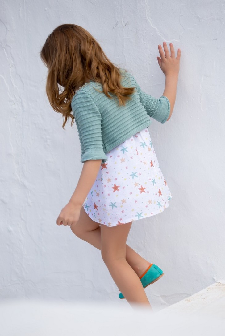 CHAQUETA BOLERO VERDE MENTA,C. ESTRELLAS DE MAR.KID'S CHOCOLATE. VERANO 23.