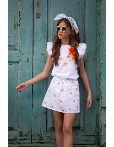 FALDA ESTRELLAS DE MAR. KID'S CHOCOLATE.VERANO 23.