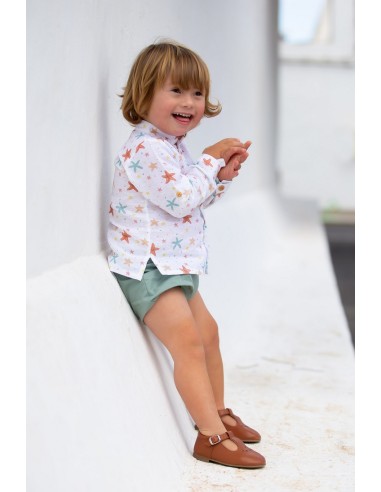 CAMISA NIÑO ESTRELLAS DE MAR. KID'S CHOCOLATE.VERANO 23.