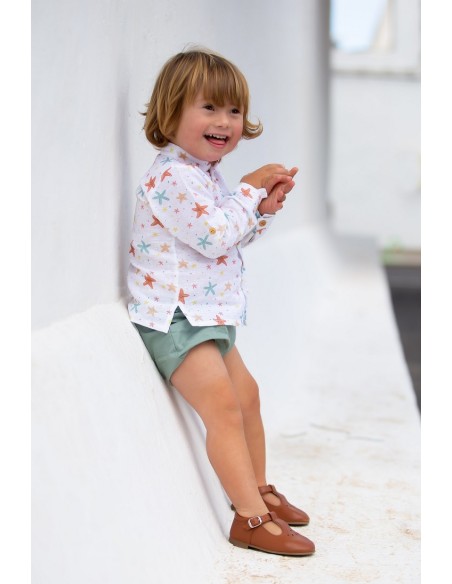 CAMISA NIÑO ESTRELLAS DE MAR. KID'S CHOCOLATE.VERANO 23.