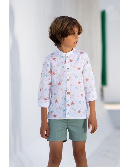 CAMISA NIÑO ESTRELLAS DE MAR. KID'S CHOCOLATE.VERANO 23.