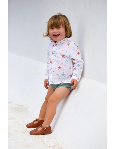 CAMISA NIÑO ESTRELLAS DE MAR. KID'S CHOCOLATE.VERANO 23.