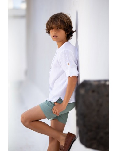 CAMISA NIÑO DE BÁMBULA BLANCA, C.ESTRELLAS DE MAR.KID'S CHOCOLATE. VERANO 23.