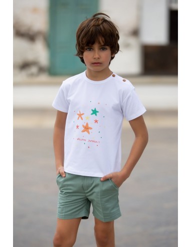 CAMISETA NIÑO ESTRELLAS DE MAR. KID'S CHOCOLATE.VERANO 23.