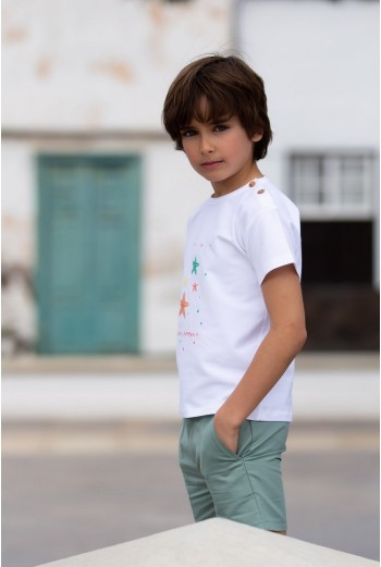 CAMISETA NIÑO ESTRELLAS DE MAR. KID'S CHOCOLATE.VERANO 23. 2
