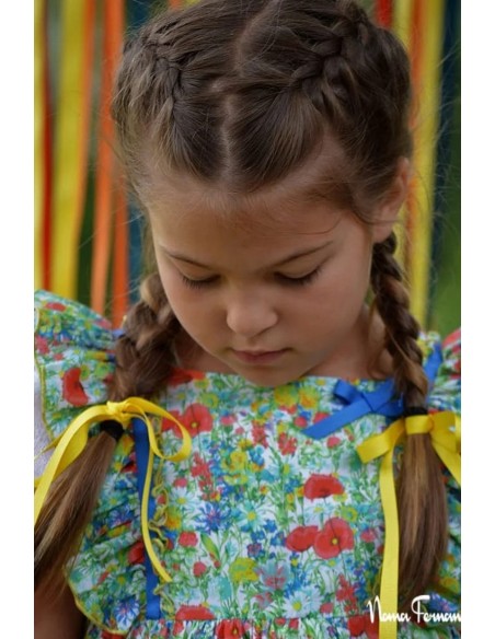 CONJUNTO NIÑA BLUSÓN Y SHORT COLECCIÓN WENDY, MULTICOLOR.NOMA FERNÁNDEZ. VERANO 23.