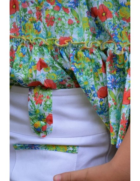 CONJUNTO NIÑA BLUSÓN Y SHORT COLECCIÓN WENDY, MULTICOLOR.NOMA FERNÁNDEZ. VERANO 23.