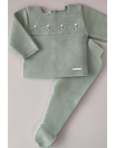 CONJUNTO PRIMERA PUESTA UNISEX LUNARES DE PANGASA BABY, VERDE MINT. VERANO 23.