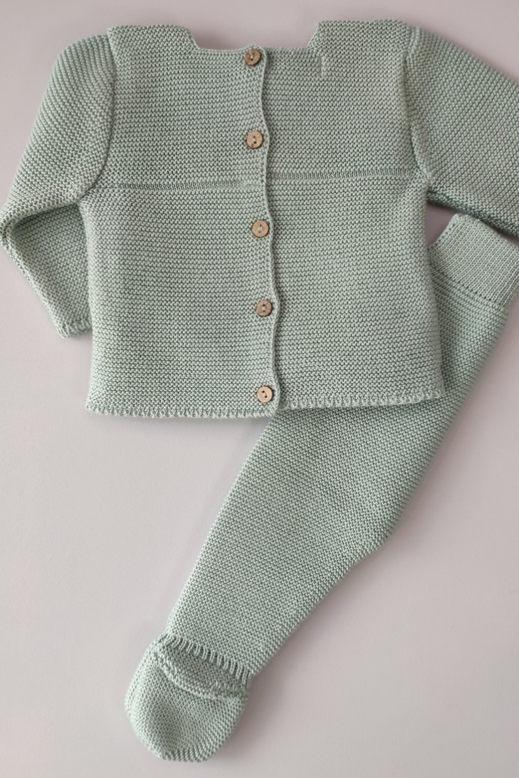 CONJUNTO PRIMERA PUESTA UNISEX LUNARES DE PANGASA BABY, VERDE MINT. VERANO 23.