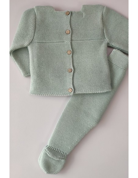 CONJUNTO PRIMERA PUESTA UNISEX LUNARES DE PANGASA BABY, VERDE MINT. VERANO 23.