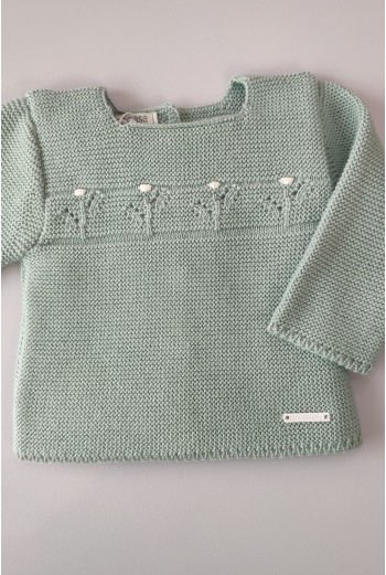 CONJUNTO PRIMERA PUESTA UNISEX LUNARES DE PANGASA BABY, VERDE MINT. VERANO 23. 2