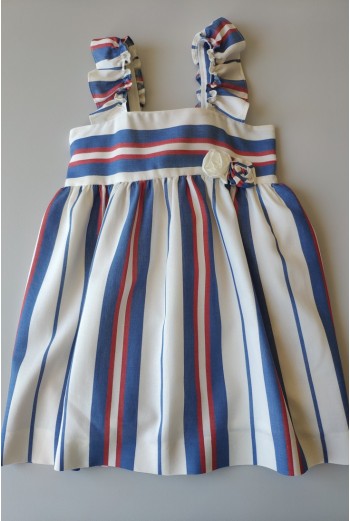 VESTIDO NIÑA SIN MANGAS RAYAS AZUL FRANCIA DE VILLALOBOS. 2