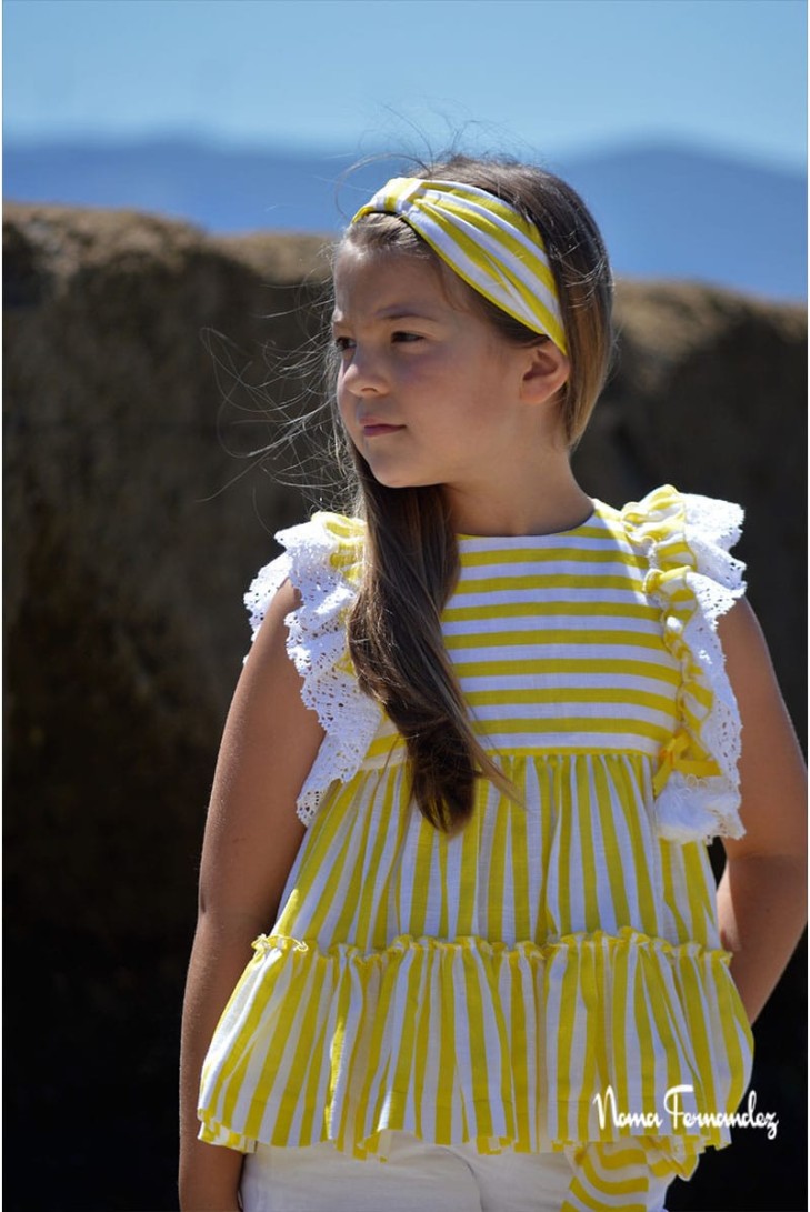 TURBANTE NUDO COLECCIÓN LEMON, AMARILLO/BLANCO.NOMA FERNÁNDEZ. VERANO 23.