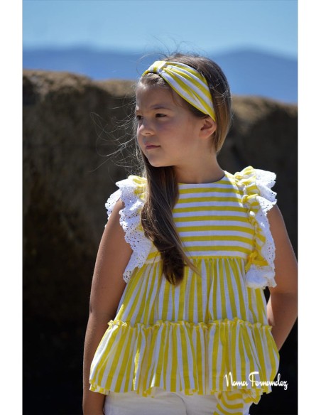 TURBANTE NUDO COLECCIÓN LEMON, AMARILLO/BLANCO.NOMA FERNÁNDEZ. VERANO 23.