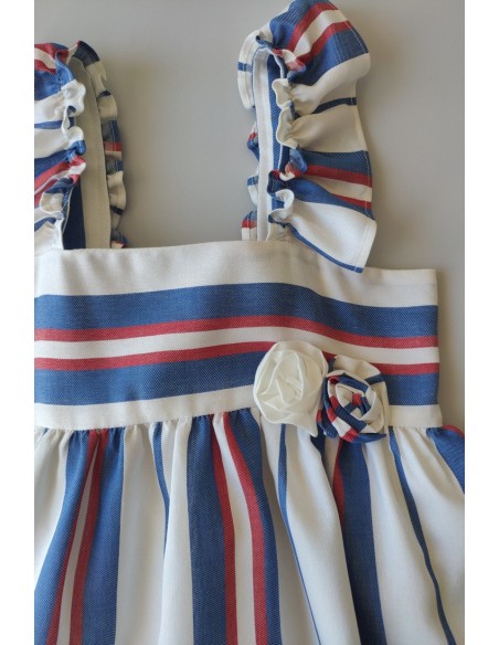 VESTIDO NIÑA SIN MANGAS RAYAS AZUL FRANCIA DE VILLALOBOS.