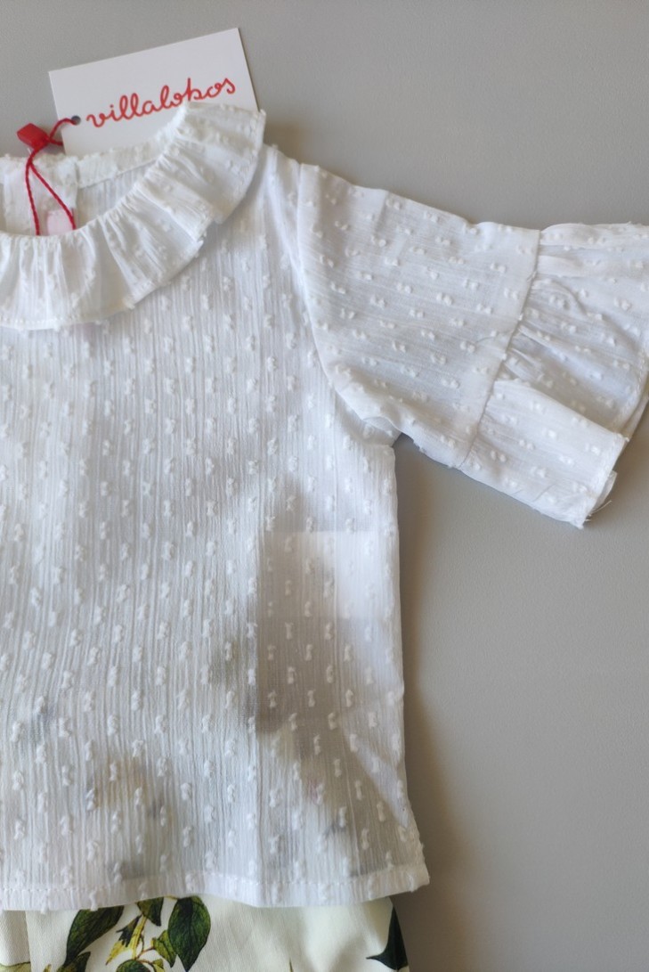 CONJUNTO BEBÉ NIÑA CAMISA Y POLOLO ESTAMPADO BOTÁNICO DE VILLALOBOS.