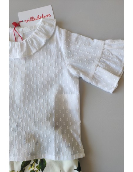 CONJUNTO BEBÉ NIÑA CAMISA Y POLOLO ESTAMPADO BOTÁNICO DE VILLALOBOS.