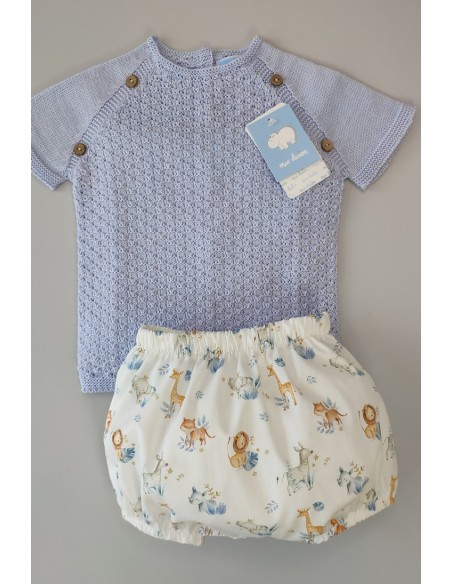 CONJUNTO NIÑO JERSEY Y CULOTTE ESTAMPADO "MADRESELVA", NUBE.VERANO 23.