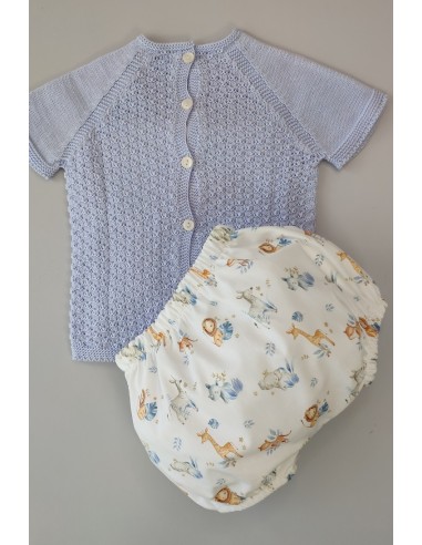 CONJUNTO NIÑO JERSEY Y CULOTTE ESTAMPADO "MADRESELVA", NUBE.VERANO 23.