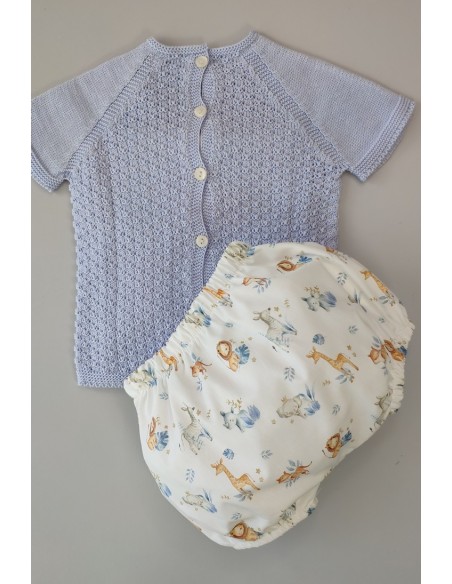 CONJUNTO NIÑO JERSEY Y CULOTTE ESTAMPADO "MADRESELVA", NUBE.VERANO 23.