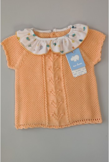 CONJUNTO 2 PIEZAS NIÑA "AZUCENA", MANDARINA. VERANO 23. 2