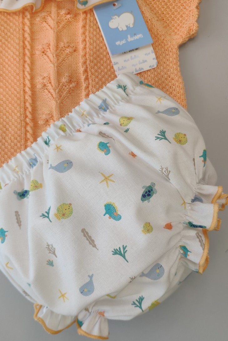 CONJUNTO 2 PIEZAS NIÑA "AZUCENA", MANDARINA. VERANO 23.