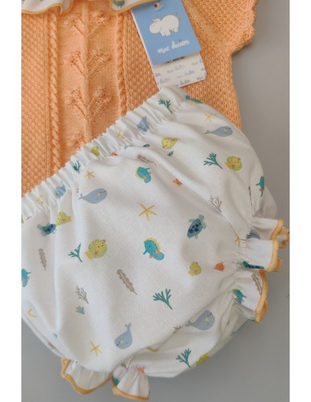 CONJUNTO 2 PIEZAS NIÑA "AZUCENA", MANDARINA. VERANO 23.
