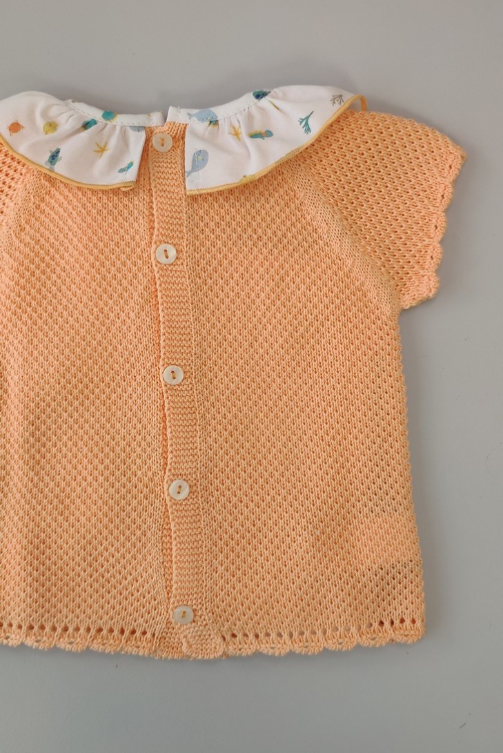 CONJUNTO 2 PIEZAS NIÑA "AZUCENA", MANDARINA. VERANO 23.
