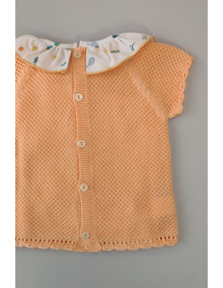 CONJUNTO 2 PIEZAS NIÑA "AZUCENA", MANDARINA. VERANO 23.