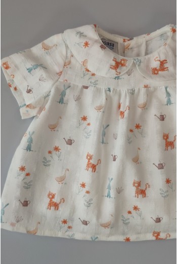BLUSA TIGRE DE PANGASA BABY, MANDARINA. VERANO 23. 2