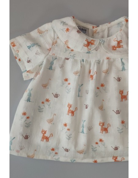BLUSA TIGRE DE PANGASA BABY, MANDARINA. VERANO 23.