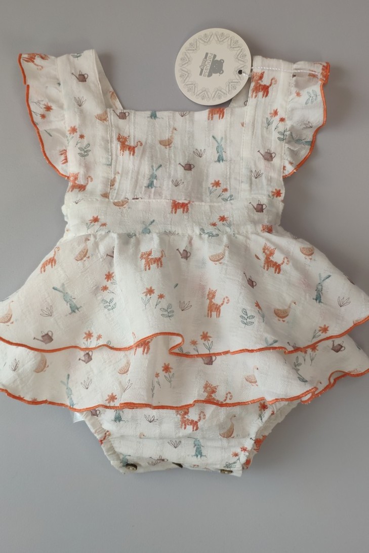 PETO NIÑA VOLANTES TIGRE DE PANGASA BABY, MANDARINA. VERANO 23.