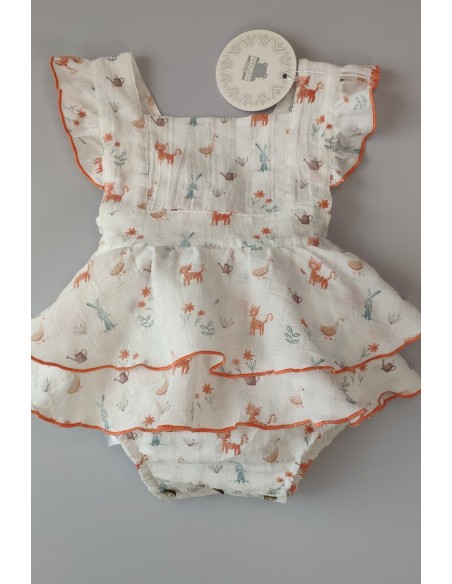 PETO NIÑA VOLANTES TIGRE DE PANGASA BABY, MANDARINA. VERANO 23.