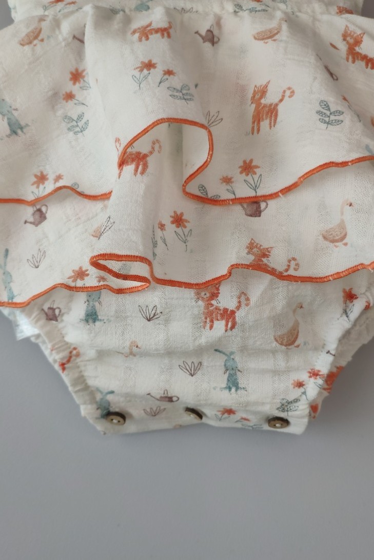 PETO NIÑA VOLANTES TIGRE DE PANGASA BABY, MANDARINA. VERANO 23.