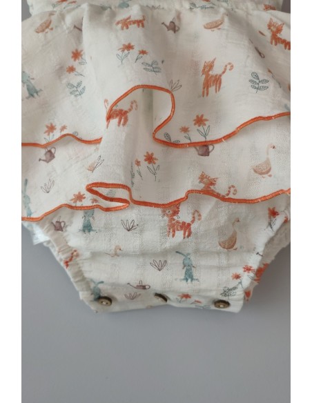 PETO NIÑA VOLANTES TIGRE DE PANGASA BABY, MANDARINA. VERANO 23.