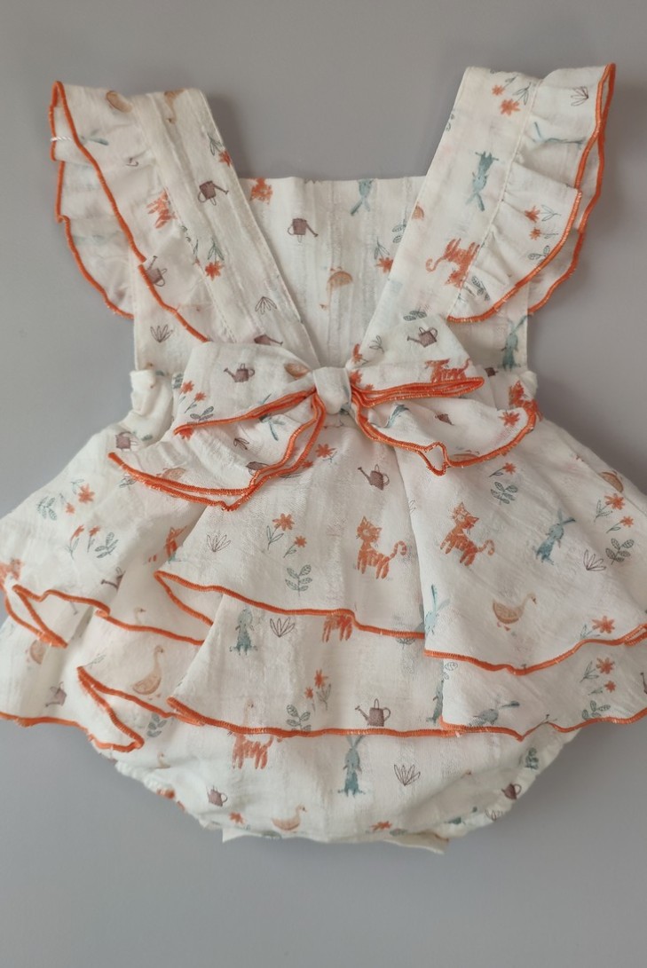PETO NIÑA VOLANTES TIGRE DE PANGASA BABY, MANDARINA. VERANO 23.