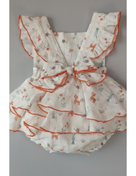 PETO NIÑA VOLANTES TIGRE DE PANGASA BABY, MANDARINA. VERANO 23.