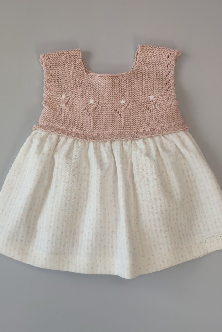 VESTIDO LUNARES (SIN BRAGA) DE PANGASA BABY, ROSA EMPOLVADO. VERANO 23.