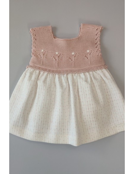VESTIDO LUNARES (SIN BRAGA) DE PANGASA BABY, ROSA EMPOLVADO. VERANO 23.