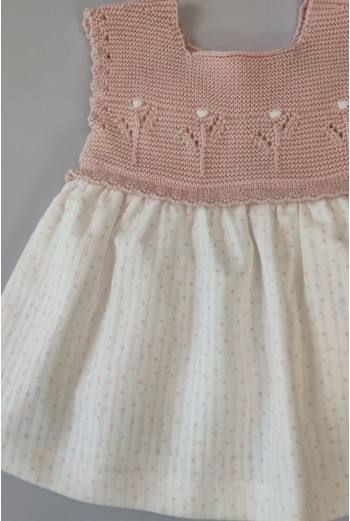 VESTIDO LUNARES (SIN BRAGA) DE PANGASA BABY, ROSA EMPOLVADO. VERANO 23. 2