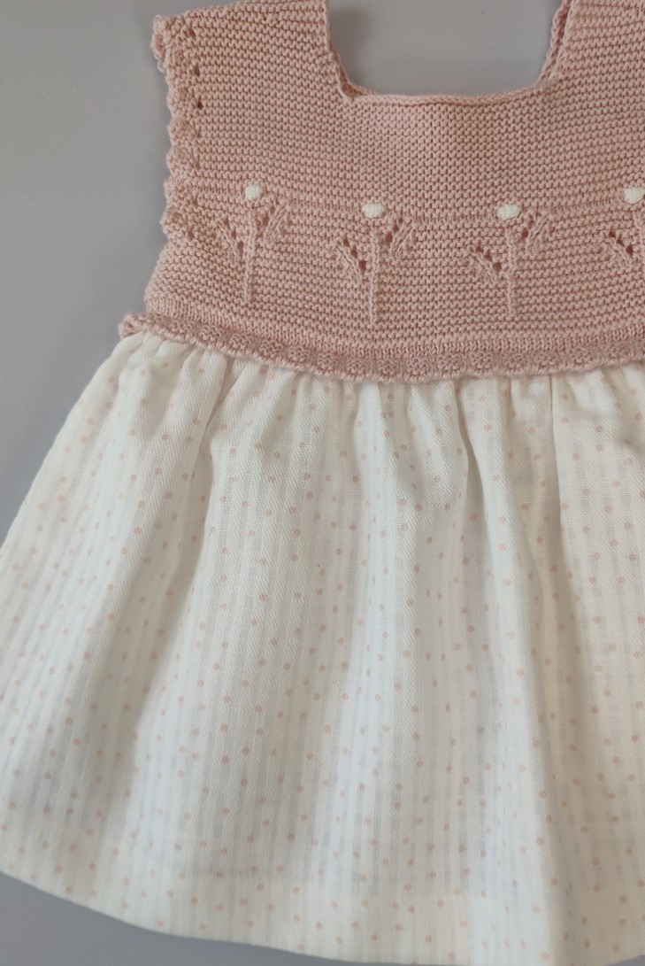 VESTIDO LUNARES (SIN BRAGA) DE PANGASA BABY, ROSA EMPOLVADO. VERANO 23.
