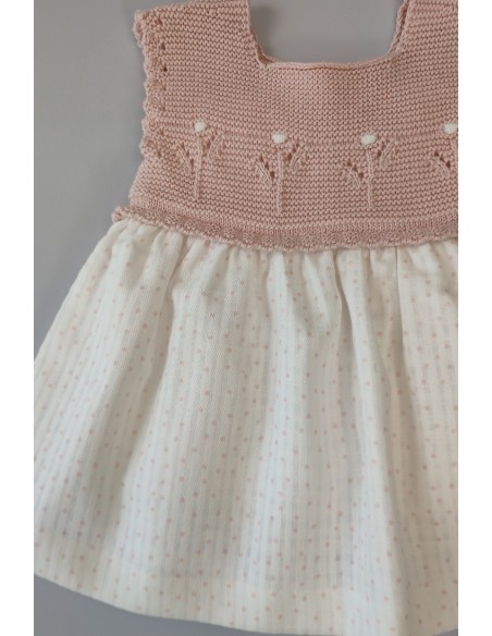 VESTIDO LUNARES (SIN BRAGA) DE PANGASA BABY, ROSA EMPOLVADO. VERANO 23.