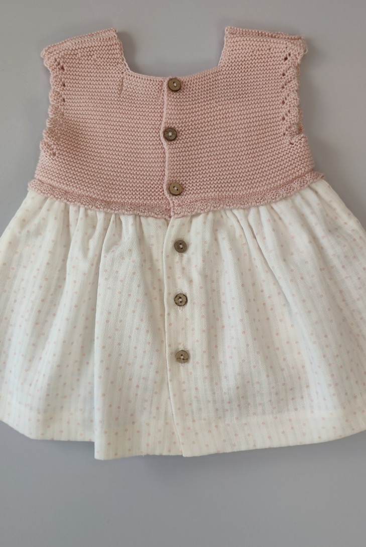 VESTIDO LUNARES (SIN BRAGA) DE PANGASA BABY, ROSA EMPOLVADO. VERANO 23.