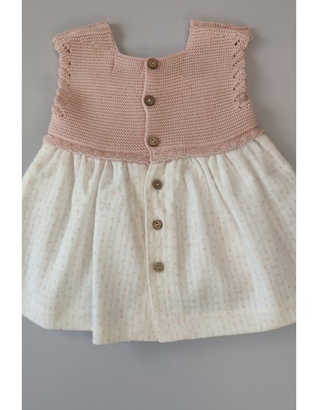 VESTIDO LUNARES (SIN BRAGA) DE PANGASA BABY, ROSA EMPOLVADO. VERANO 23.
