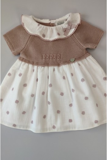 VESTIDO FRESAS (SIN BRAGA) DE PANGASA BABY, ROSA VINTAGE. VERANO 23.