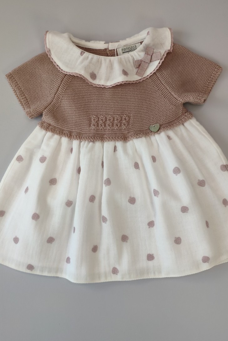 VESTIDO FRESAS (SIN BRAGA) DE PANGASA BABY, ROSA VINTAGE. VERANO 23.