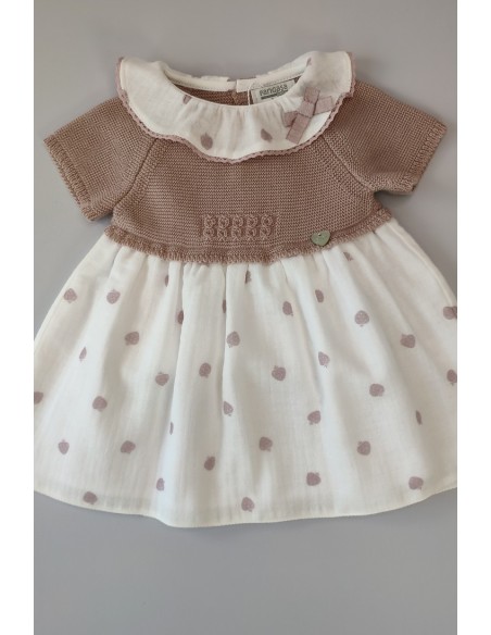 VESTIDO FRESAS (SIN BRAGA) DE PANGASA BABY, ROSA VINTAGE. VERANO 23.